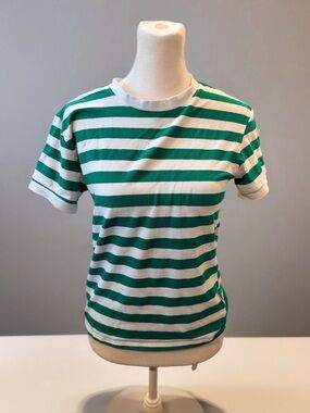OshKosh B'gosh White and Green Striped Short Sleeve Tee